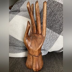 Wooden Hand, Hand Carved, Home Decor, Ring Holder Display, 8”